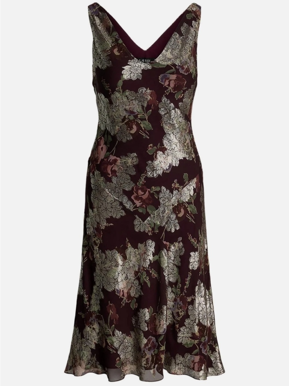 Lauren Ralph Lauren Floral Slip Dress with Metallic  Accents Originally $265